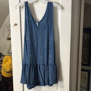 Free People Blue Patterned Tank Top